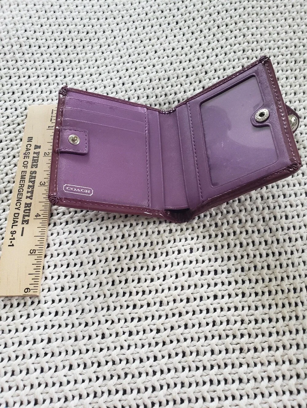 Coach Purple Patent Leather Small Zip Wallet